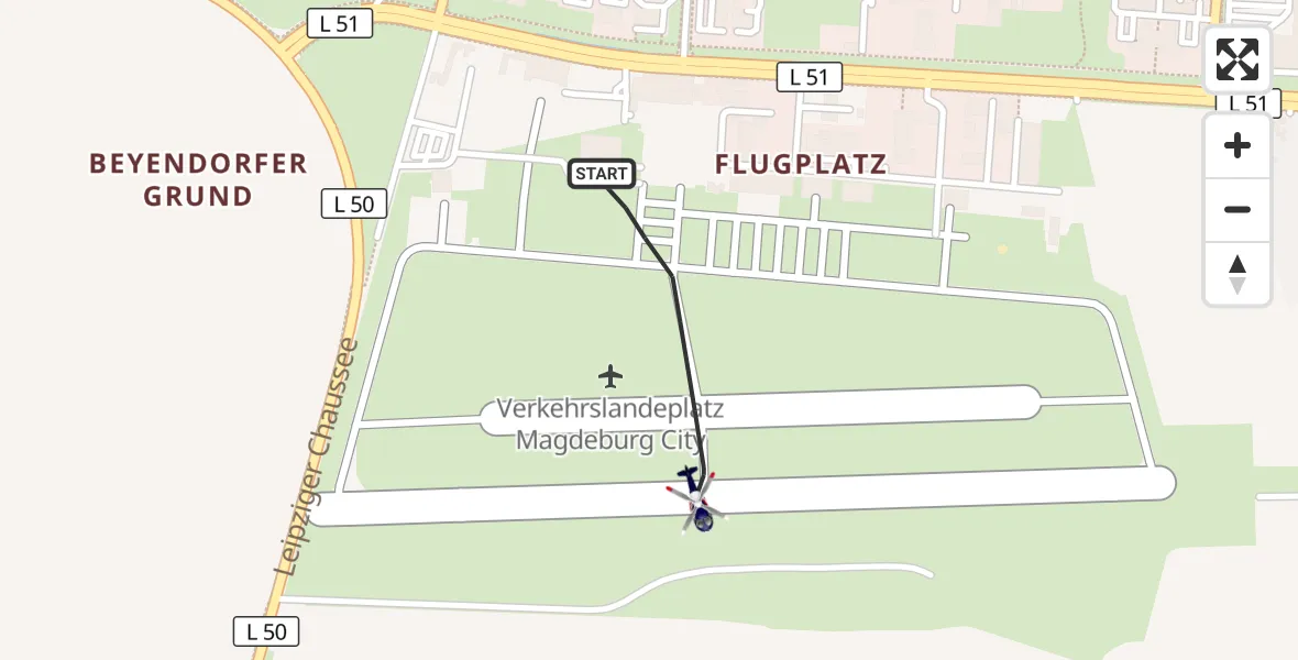 Flugroute Polizeihubschrauber Magdeburg City Flugplatz - Magdeburg City Flugplatz, 06 Mai 2026, 08:06