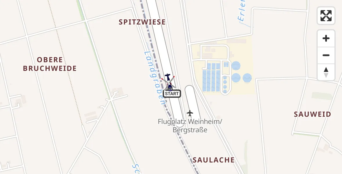 Flugroute Polizeihubschrauber Weinheim/Bergstraße Flugplatz - Weinheim/Bergstraße Flugplatz, 06 Mai 2026, 08:12