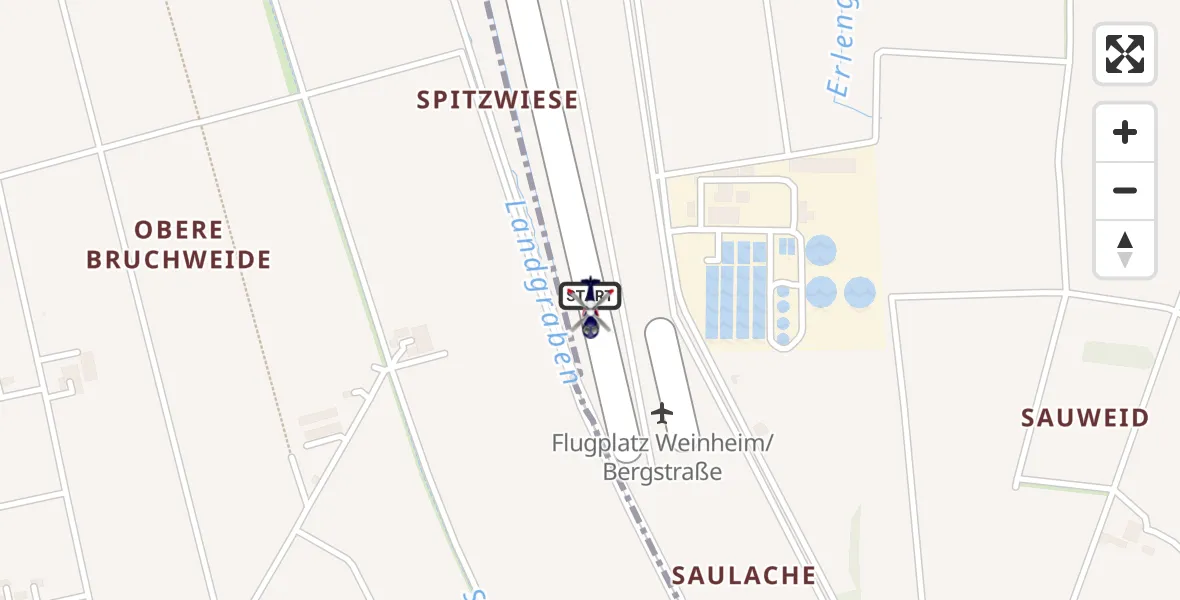 Flugroute Polizeihubschrauber Weinheim/Bergstraße Flugplatz - Weinheim/Bergstraße Flugplatz, 06 Mai 2026, 08:16