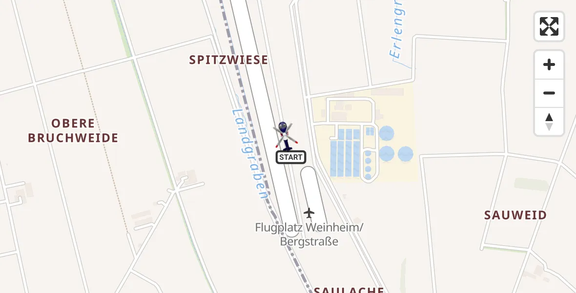Flugroute Polizeihubschrauber Weinheim/Bergstraße Flugplatz - Weinheim/Bergstraße Flugplatz, 06 Mai 2026, 08:49