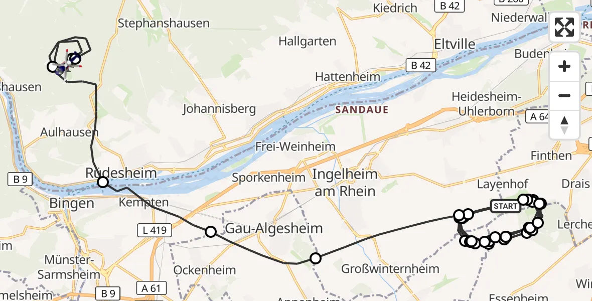 Flugroute Polizeihubschrauber Mainz-Finthen Flugplatz - Eibinger Forstwiese Flugplatz, 06 Mai 2026, 08:59