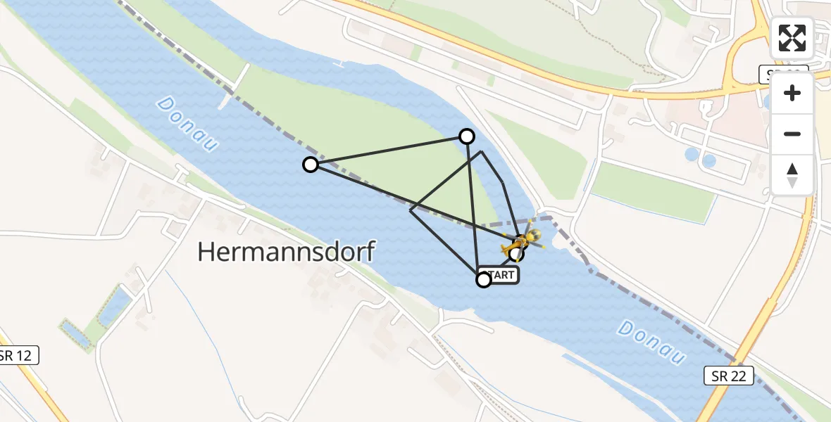 Flugroute Rettungshubschrauber Aiterhofen - Bogen, 06 Mai 2026, 09:04
