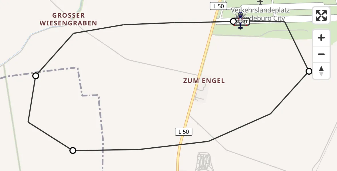 Flugroute Polizeihubschrauber Magdeburg City Flugplatz - Magdeburg City Flugplatz, 06 Mai 2026, 09:04