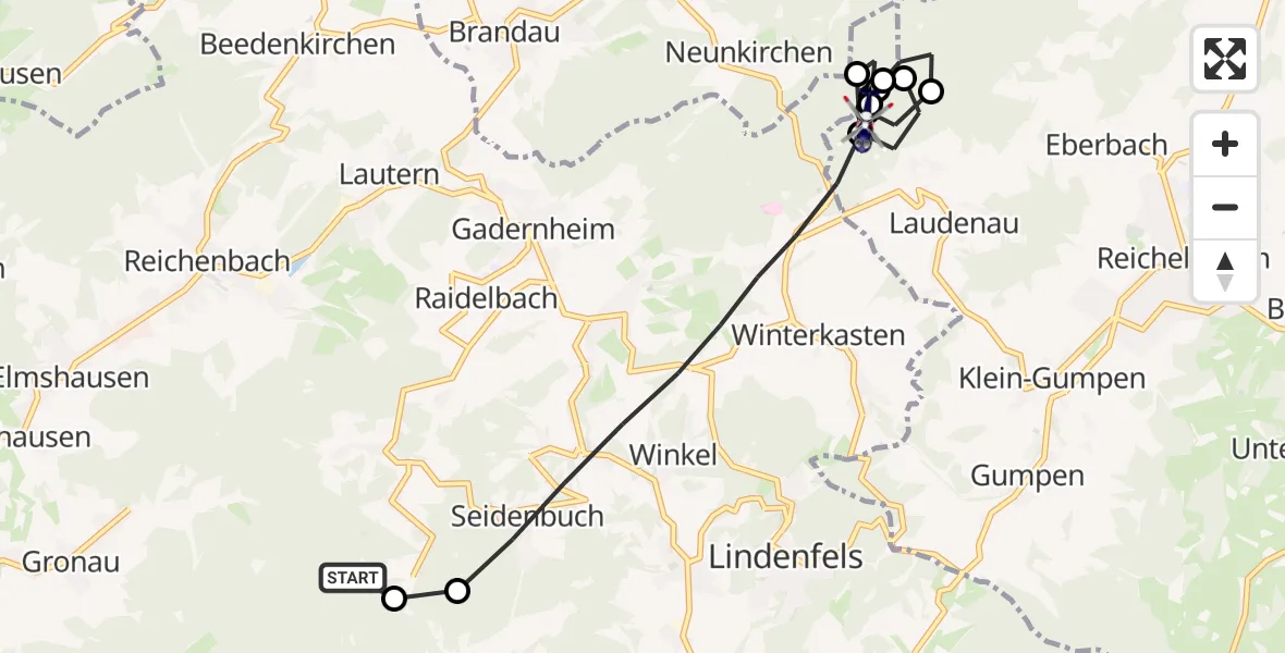 Flugroute Polizeihubschrauber Lautertal (Odenwald) - Reichelsheim (Odenwald), 06 Mai 2026, 09:06