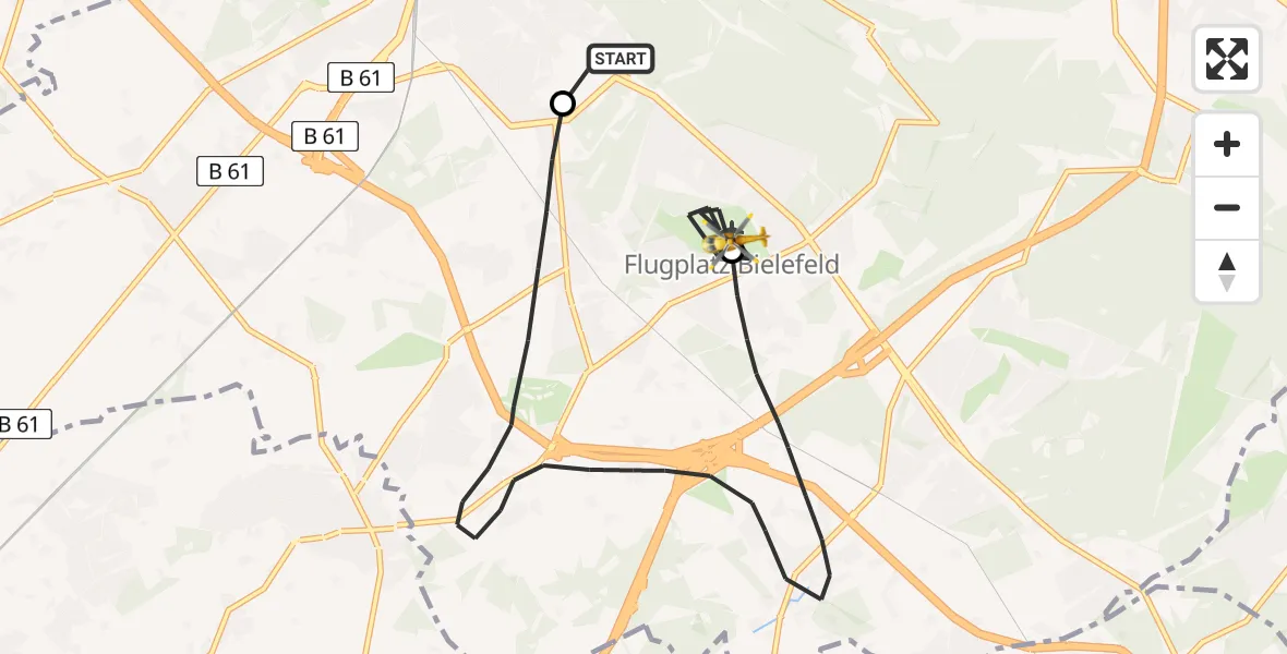 Flugroute Rettungshubschrauber Luftrettungszentrum Bielefeld - Bielefeld Flughafen, 06 Mai 2026, 09:18