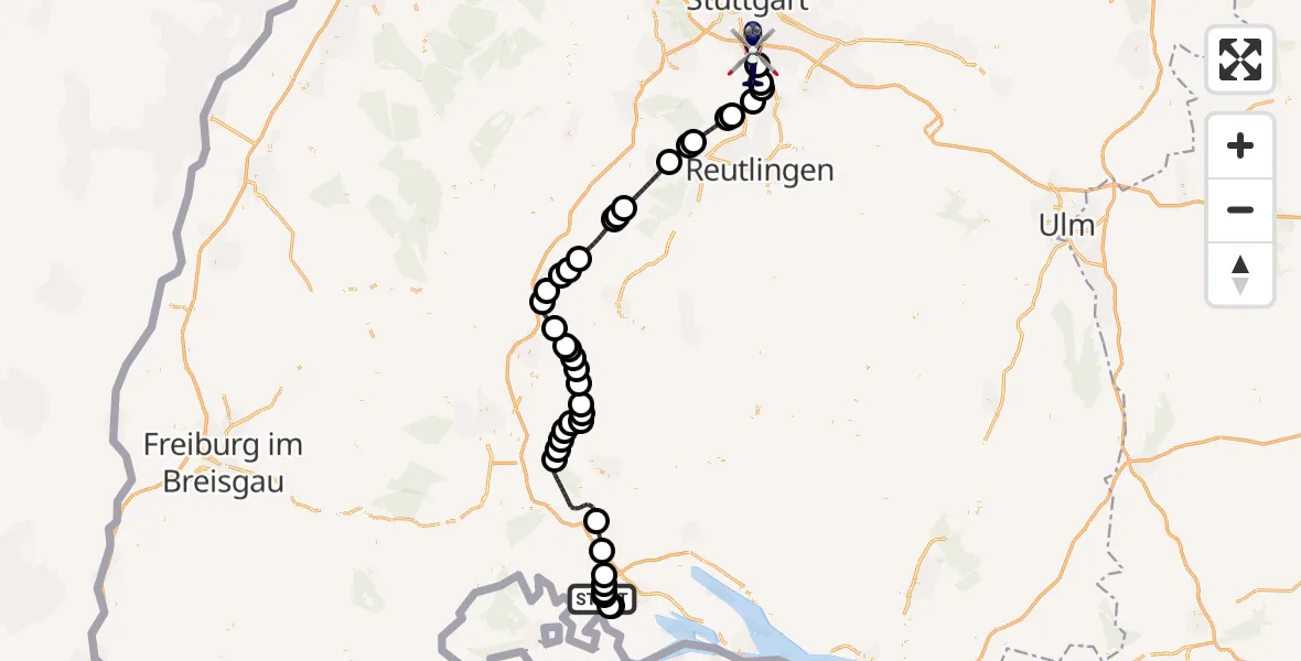 Flugroute Polizeihubschrauber Hilzingen - Flughafen Stuttgart, 06 Mai 2026, 09:54