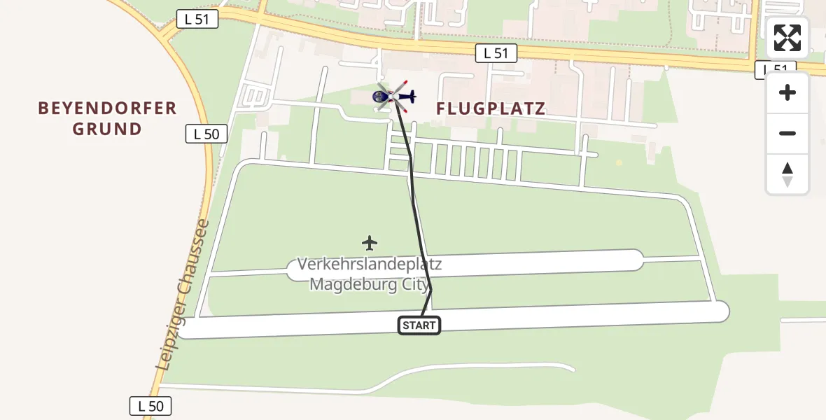 Flugroute Polizeihubschrauber Magdeburg City Flugplatz - Magdeburg City Flugplatz, 06 Mai 2026, 10:27