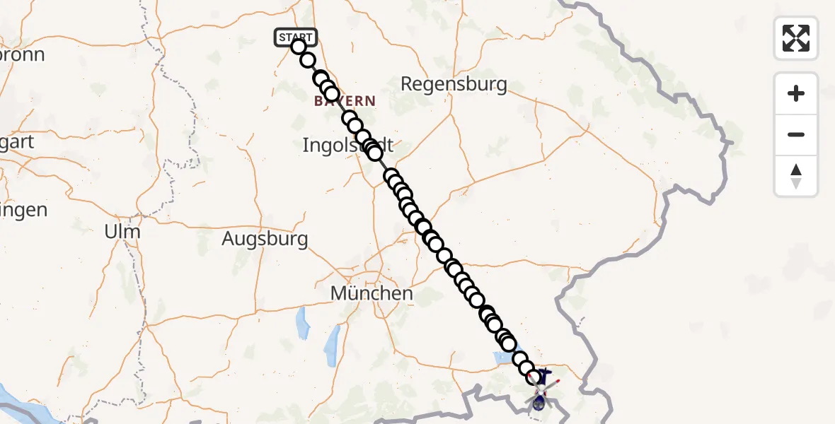 Flugroute Polizeihubschrauber Roth - Ruhpolding, 06 Mai 2026, 10:54