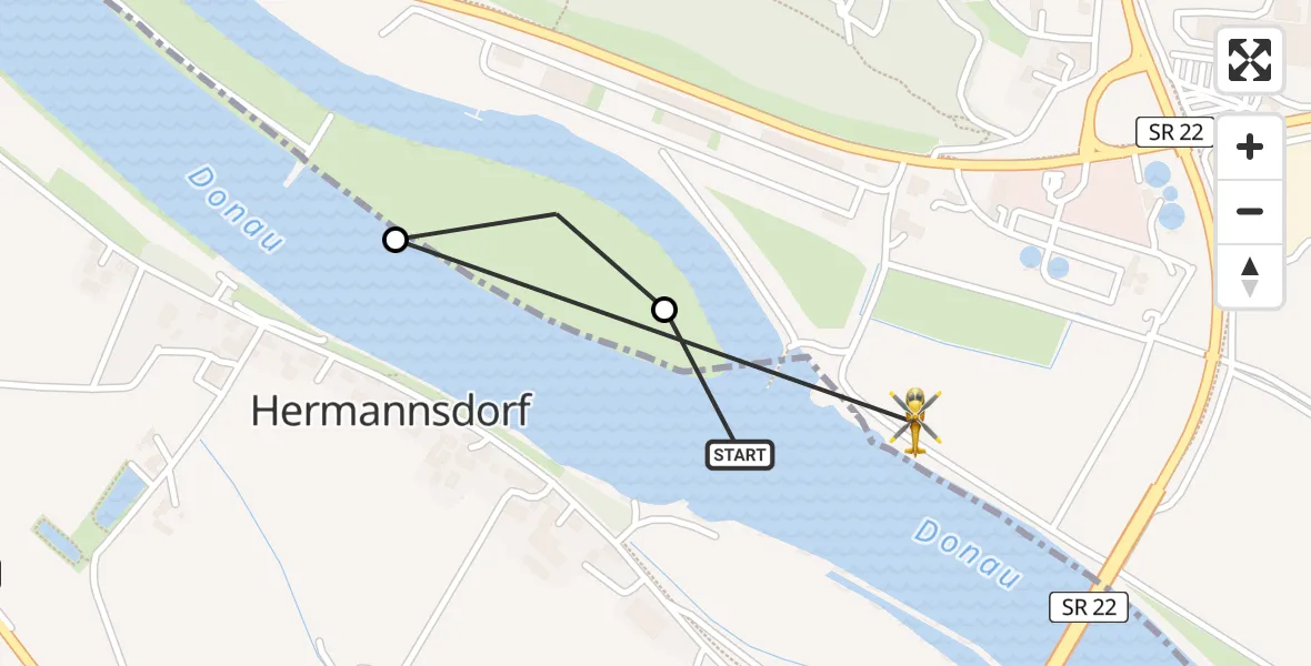 Flugroute Rettungshubschrauber Aiterhofen - Bogen, 06 Mai 2026, 11:00