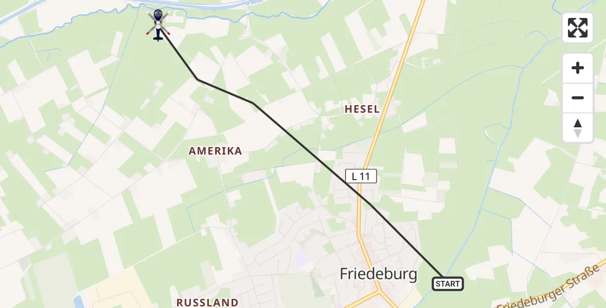 Flugroute Polizeihubschrauber Friedeburg - Friedeburg, 06 Mai 2026, 11:02