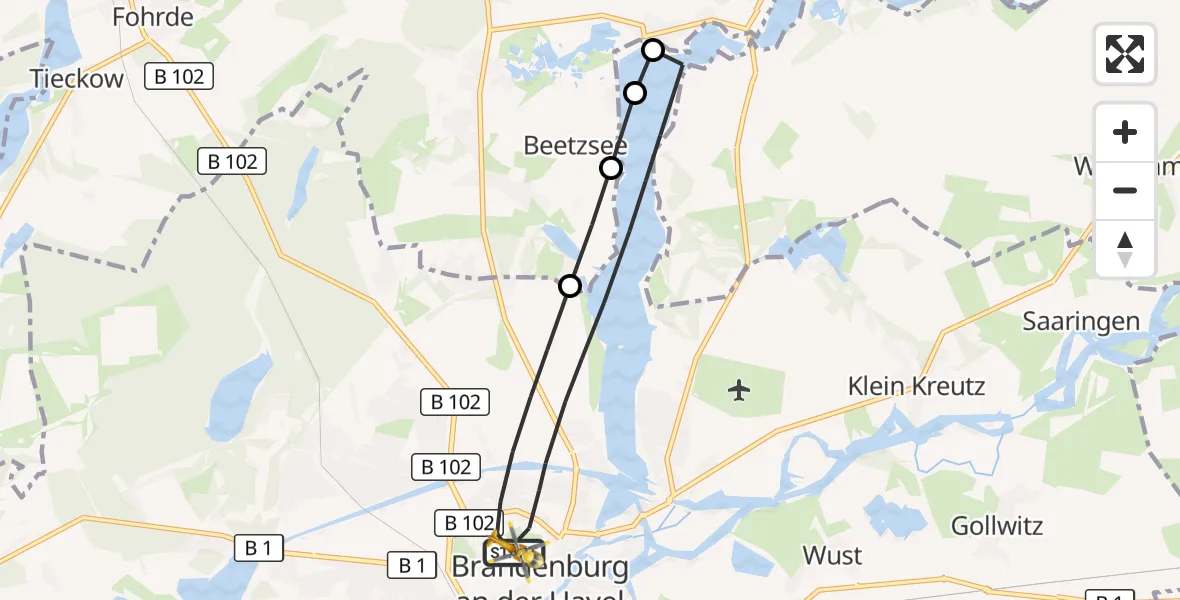 Flugroute Rettungshubschrauber Brandenburg an der Havel - Brandenburg an der Havel, 06 Mai 2026, 11:28