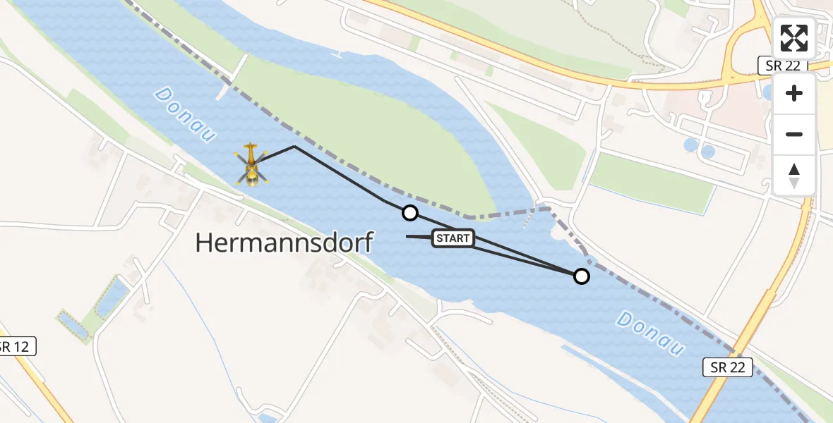 Flugroute Rettungshubschrauber Aiterhofen - Aiterhofen, 06 Mai 2026, 11:29