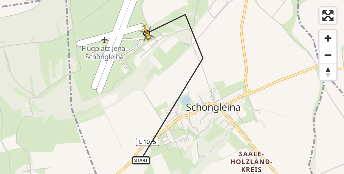 Flugroute Rettungshubschrauber Schöngleina - Jena-Schöngleina Flugplatz, 06 Mai 2026, 11:31