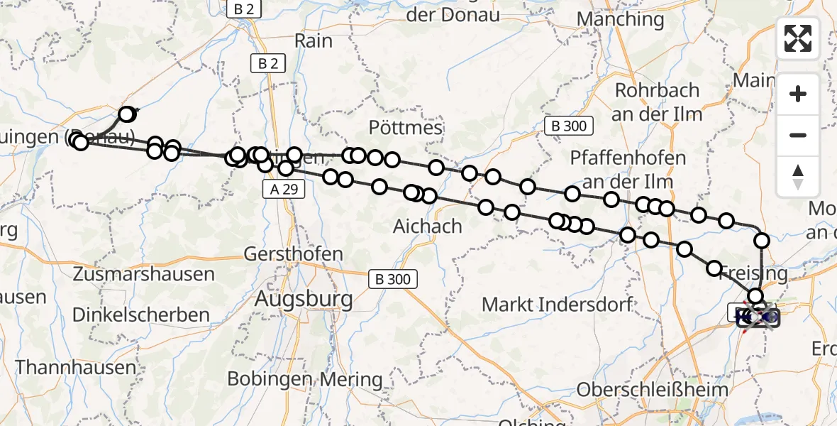 Flugroute Polizeihubschrauber München Flughafen - München Flughafen, 06 Mai 2026, 11:34