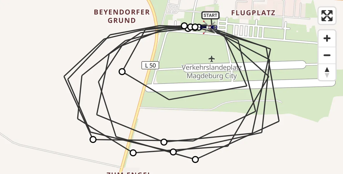 Flugroute Polizeihubschrauber Magdeburg City Flugplatz - Magdeburg City Flugplatz, 06 Mai 2026, 12:17