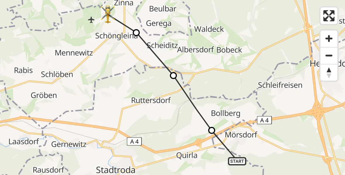 Flugroute Rettungshubschrauber Möckern - Schöngleina, 06 Mai 2026, 12:35