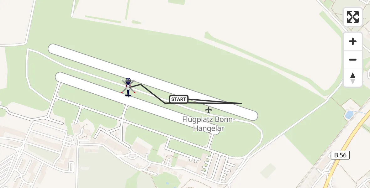 Flugroute Polizeihubschrauber Bonn-Hangelar Flugplatz - Bonn-Hangelar Flugplatz, 06 Mai 2026, 12:44