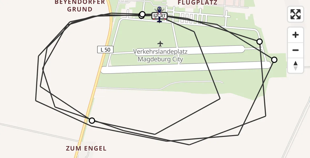Flugroute Polizeihubschrauber Magdeburg City Flugplatz - Magdeburg City Flugplatz, 06 Mai 2026, 13:08