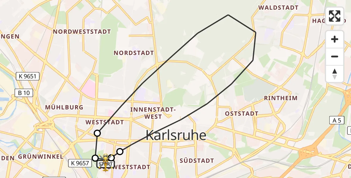 Flugroute Rettungshubschrauber Sankt Vincentius Hospital - Sankt Vincentius Hospital, 06 Mai 2026, 13:29