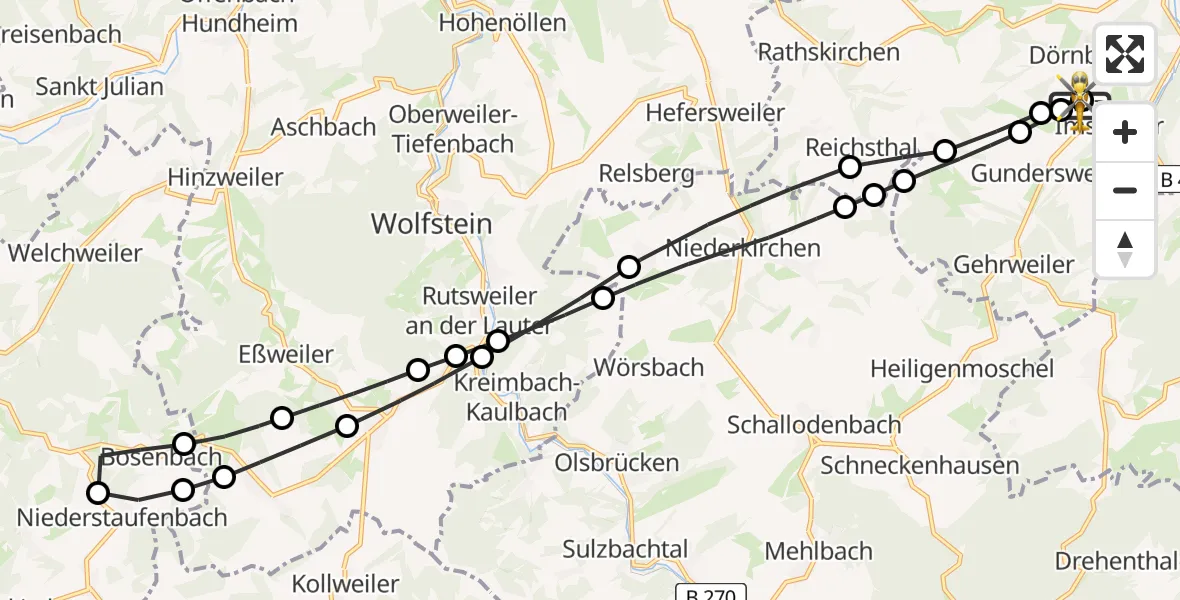 Flugroute Rettungshubschrauber Imsweiler UL - Imsweiler UL, 06 Mai 2026, 14:14