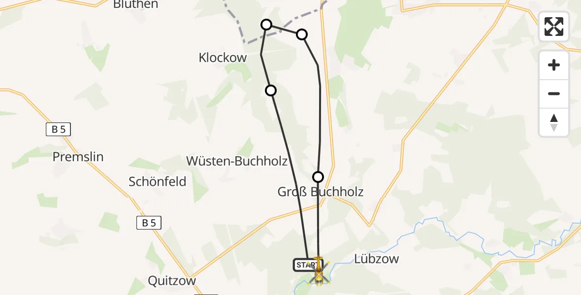 Flugroute Rettungshubschrauber Perleberg - Perleberg, 06 Mai 2026, 14:51