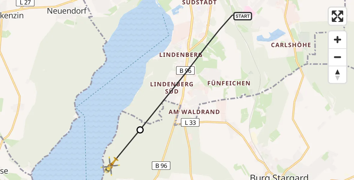 Flugroute Rettungshubschrauber Neubrandenburg - Burg Stargard, 06 Mai 2026, 15:26