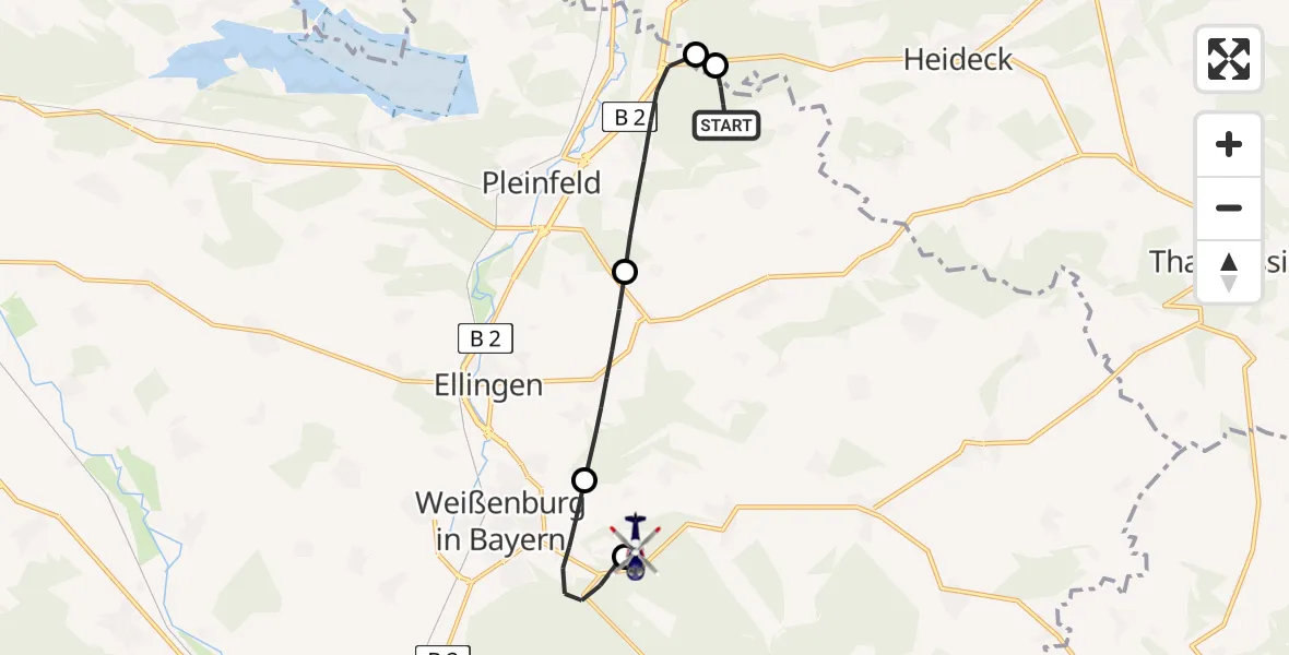 Flugroute Polizeihubschrauber Pleinfeld - Weißenburg-Wülzburg Segelflugfeld, 06 Mai 2026, 15:33