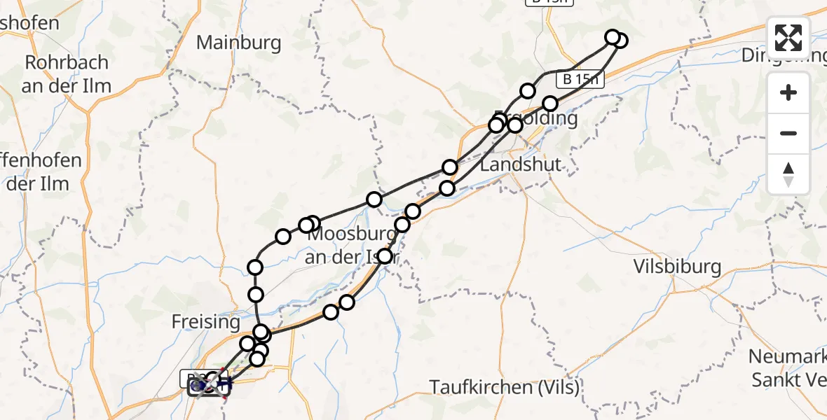 Flugroute Polizeihubschrauber München Flughafen - München Flughafen, 06 Mai 2026, 15:40