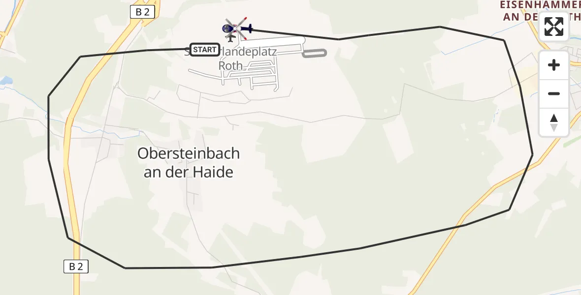 Flugroute Polizeihubschrauber Roth - Flugplatz Roth, 06 Mai 2026, 16:44
