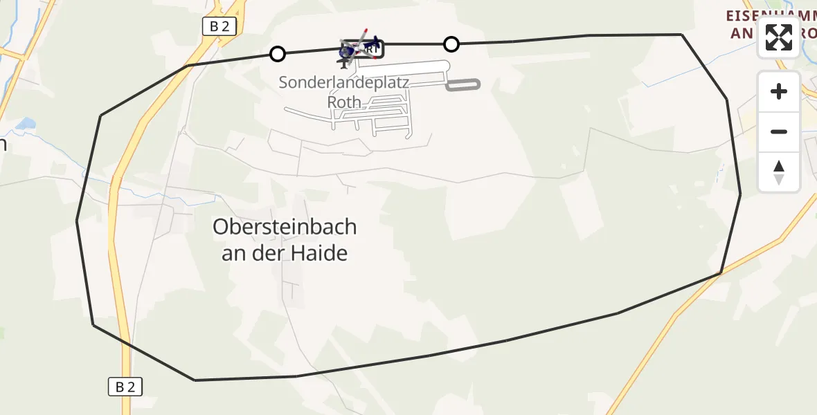 Flugroute Polizeihubschrauber Flugplatz Roth - Flugplatz Roth, 06 Mai 2026, 17:08