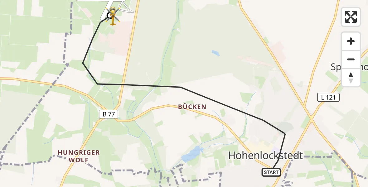 Flugroute Rettungshubschrauber Hohenlockstedt - Itzehoe Hungriger Wolf Flugplatz, 06 Mai 2026, 17:14
