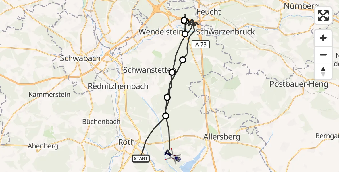 Flugroute Polizeihubschrauber Roth - Roth, 06 Mai 2026, 17:34