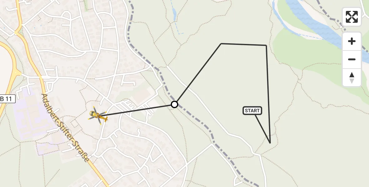 Flugroute Rettungshubschrauber Wolfratshauser Forst - Geretsried, 06 Mai 2026, 17:45