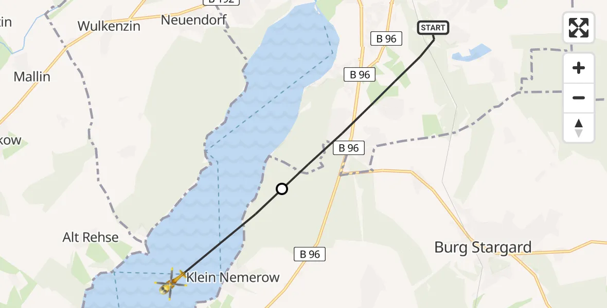 Flugroute Rettungshubschrauber Neubrandenburg - Neubrandenburg, 06 Mai 2026, 18:50