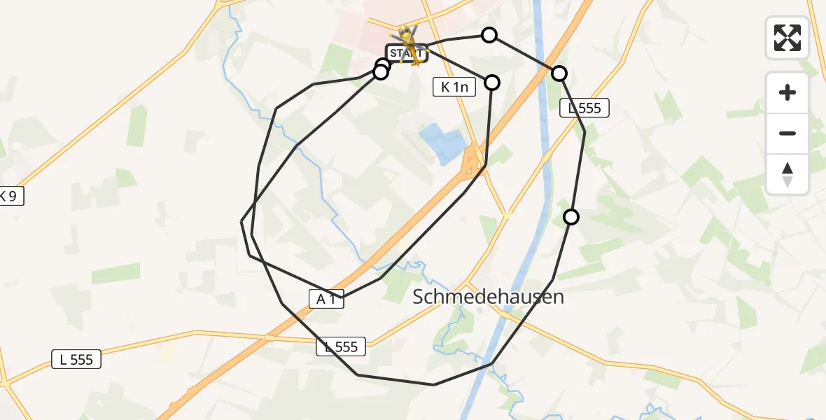 Flugroute Ambulanzhubschrauber Christoph  Westfalen-ADAC - Christoph  Westfalen-ADAC, 06 Mai 2026, 19:57