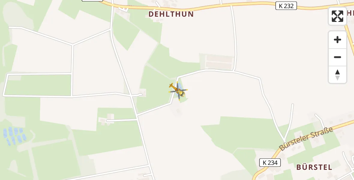 Flugroute Rettungshubschrauber Ganderkesee - Ganderkesee, 07 Mai 2026, 05:47