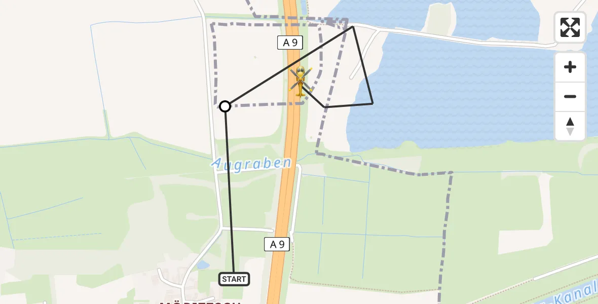 Flugroute Rettungshubschrauber Leuna - Schkeuditz, 07 Mai 2026, 06:02