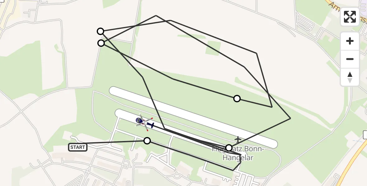 Flugroute Polizeihubschrauber Sankt Augustin - Bonn-Hangelar Flugplatz, 07 Mai 2026, 06:04