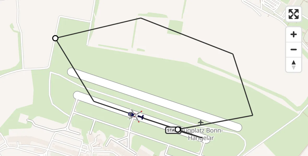 Flugroute Polizeihubschrauber Bonn-Hangelar Flugplatz - Bonn-Hangelar Flugplatz, 07 Mai 2026, 06:49