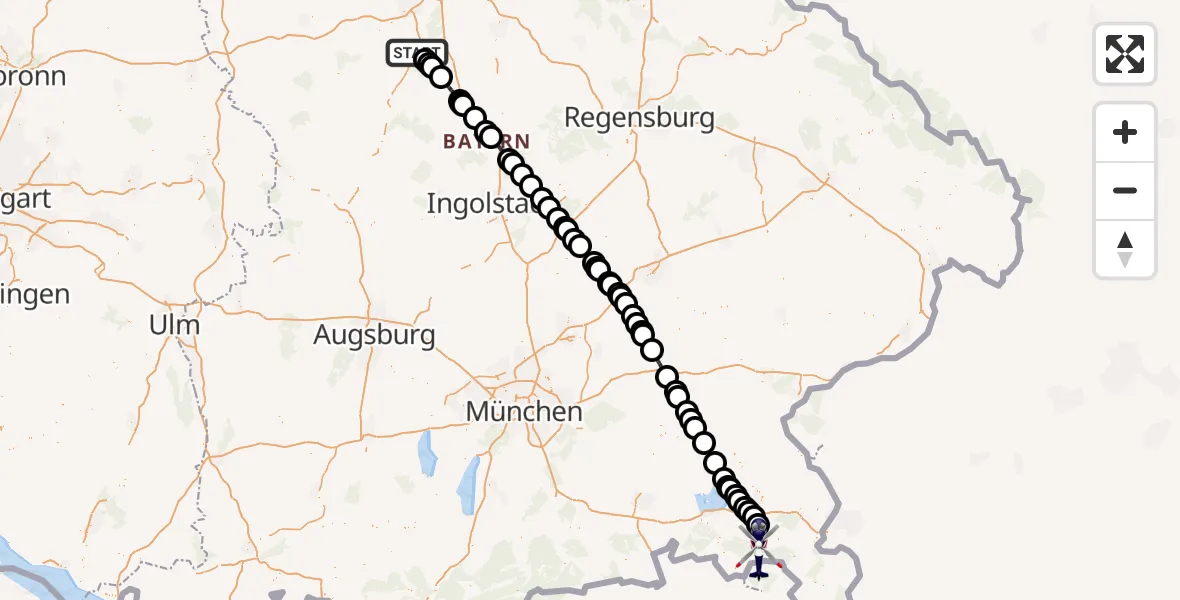 Flugroute Polizeihubschrauber Roth - Ruhpolding, 07 Mai 2026, 06:49