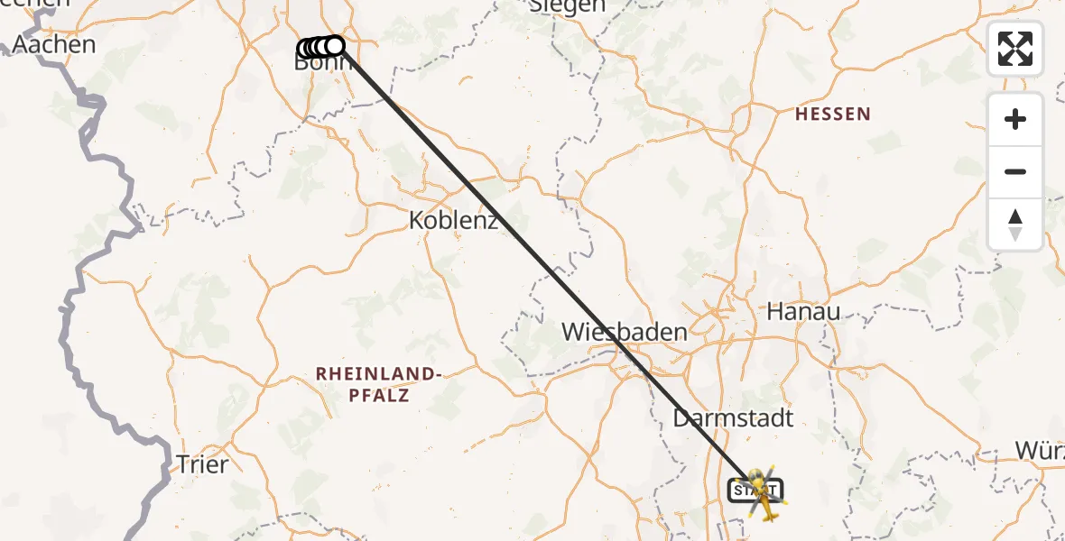 Flugroute Rettungshubschrauber Lautertal (Odenwald) - Lindenfels, 07 Mai 2026, 08:09