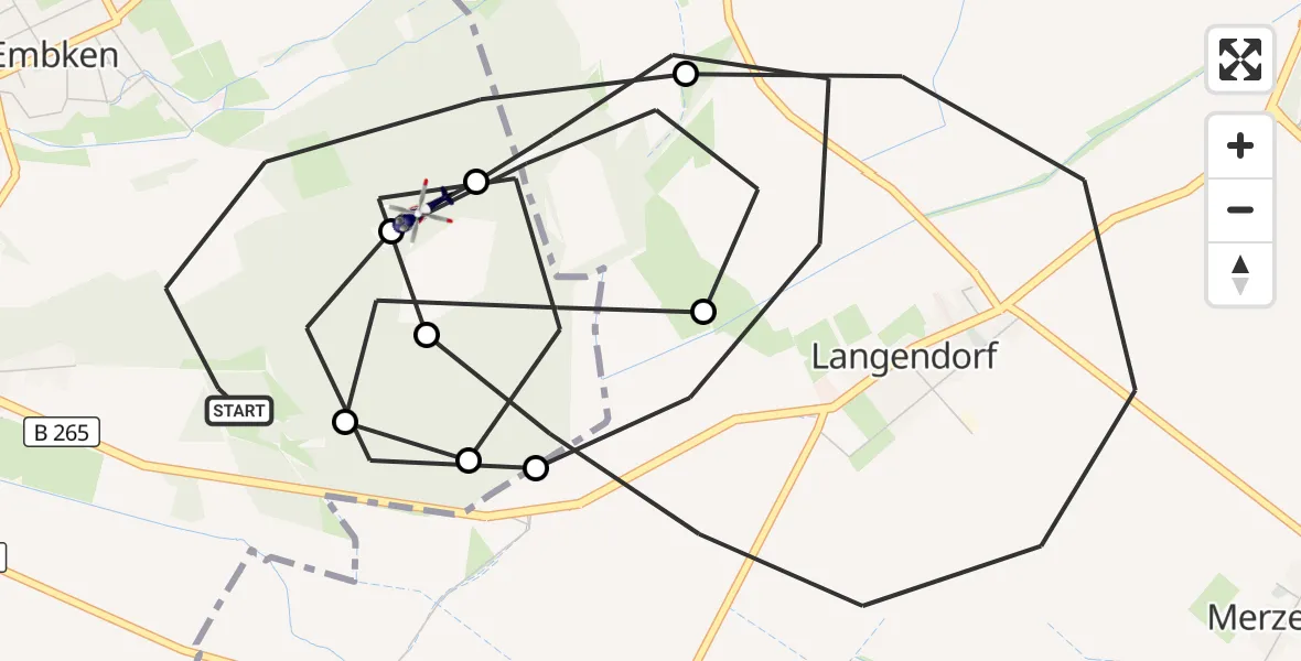 Flugroute Polizeihubschrauber Nideggen - Nideggen, 07 Mai 2026, 08:24