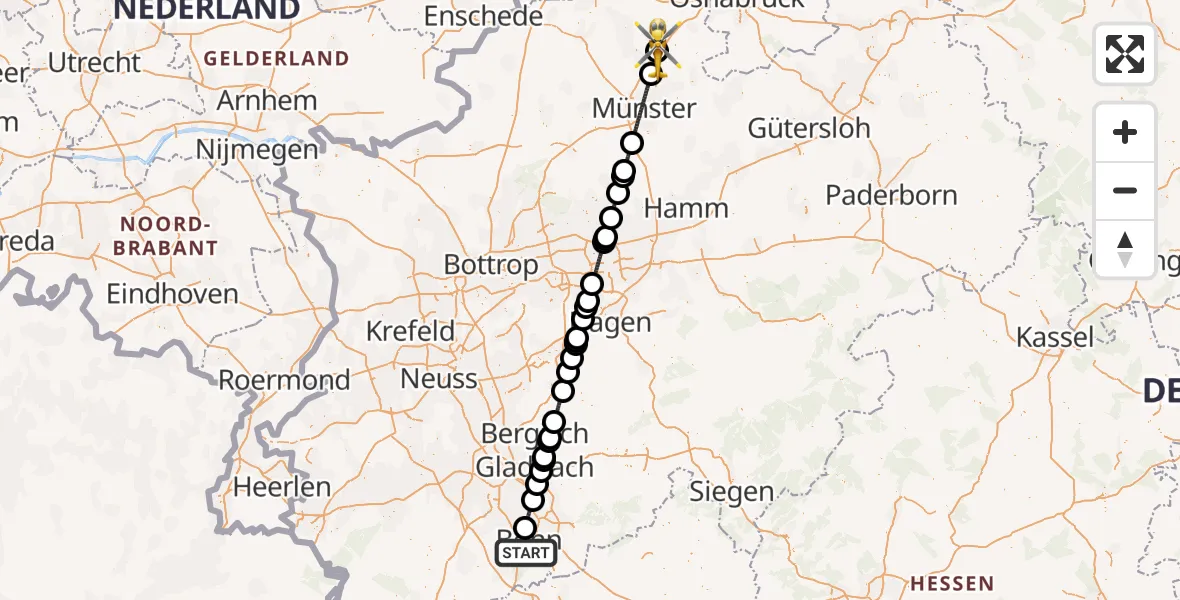 Flugroute Ambulanzhubschrauber Bonn - Christoph  Westfalen-ADAC, 07 Mai 2026, 08:29