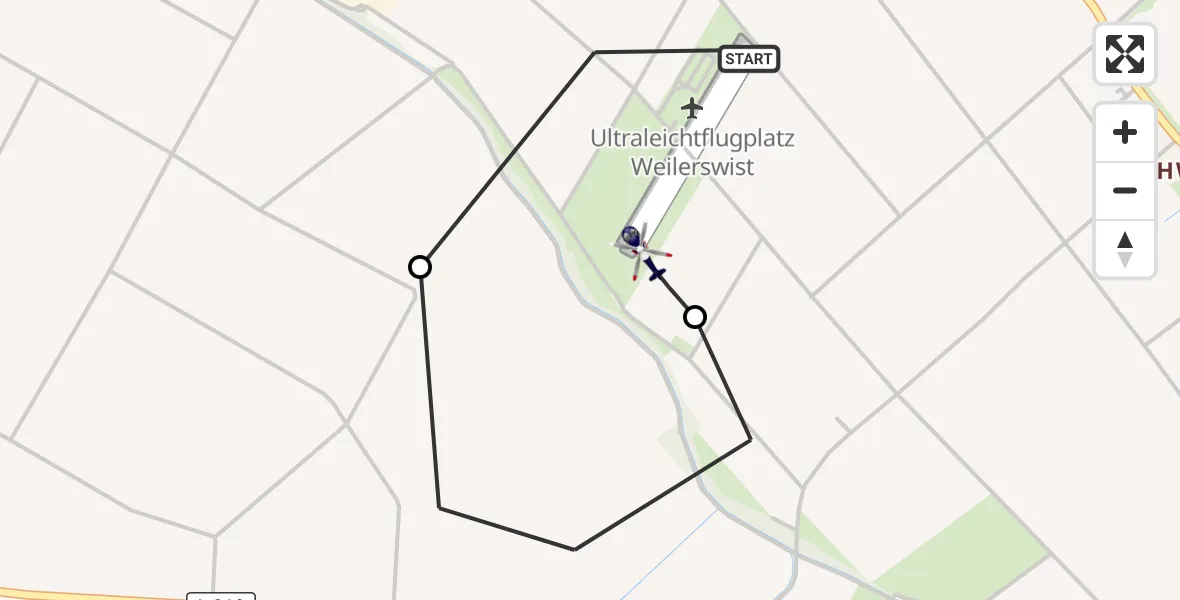 Flugroute Polizeihubschrauber Weilerswist UL - Weilerswist UL, 07 Mai 2026, 08:55