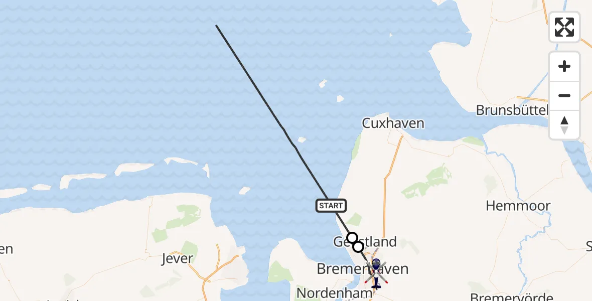 Flugroute Polizeihubschrauber Wurster Nordseeküste - Bremerhaven, 07 Mai 2026, 10:02