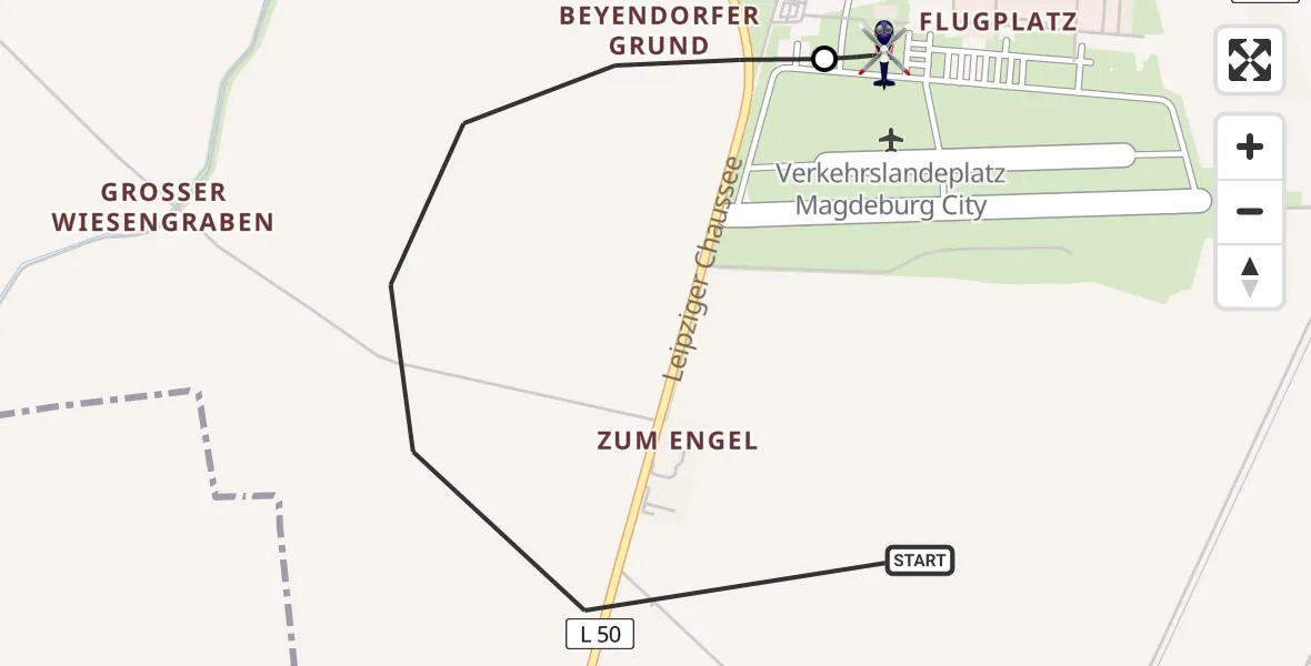 Flugroute Polizeihubschrauber Magdeburg - Magdeburg City Flugplatz, 07 Mai 2026, 10:09