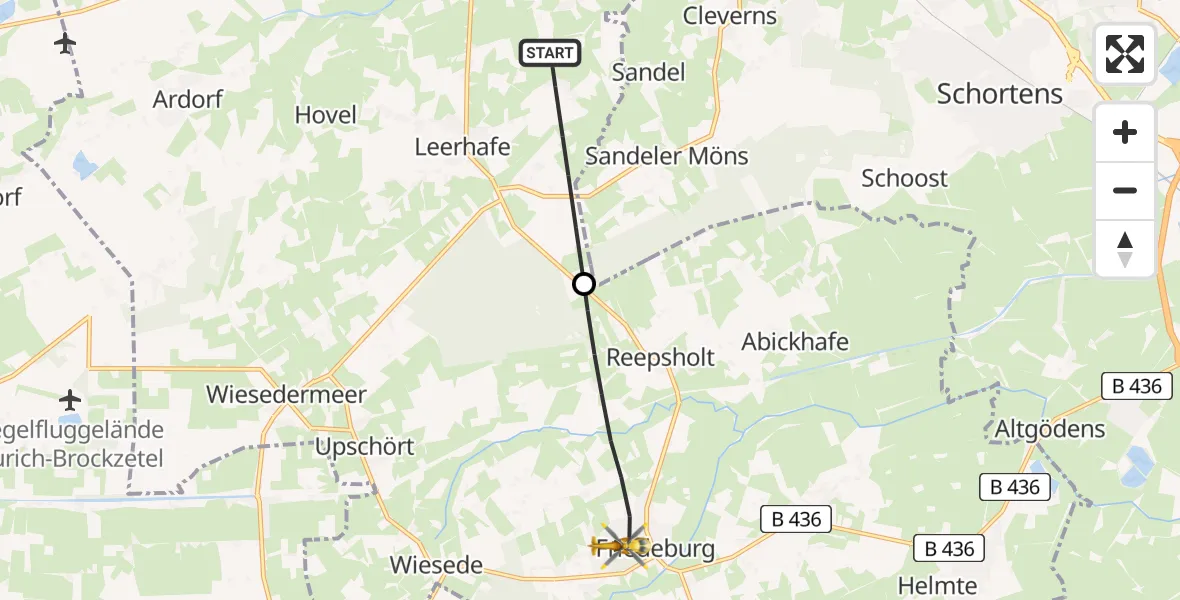 Flugroute Rettungshubschrauber Wittmund - Friedeburg, 07 Mai 2026, 10:26