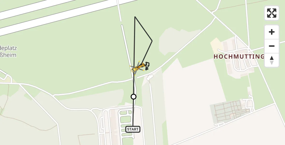 Flugroute Rettungshubschrauber Oberschleißheim - Oberschleissheim Hubschrauberlandeplatz, 07 Mai 2026, 10:55