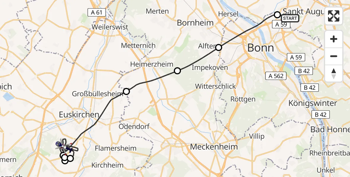 Flugroute Polizeihubschrauber Sankt Augustin - Euskirchen, 07 Mai 2026, 11:08