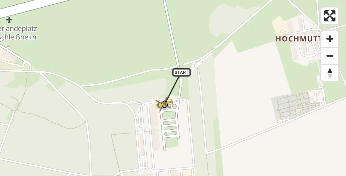 Flugroute Rettungshubschrauber Oberschleissheim Hubschrauberlandeplatz - Oberschleißheim, 07 Mai 2026, 11:10